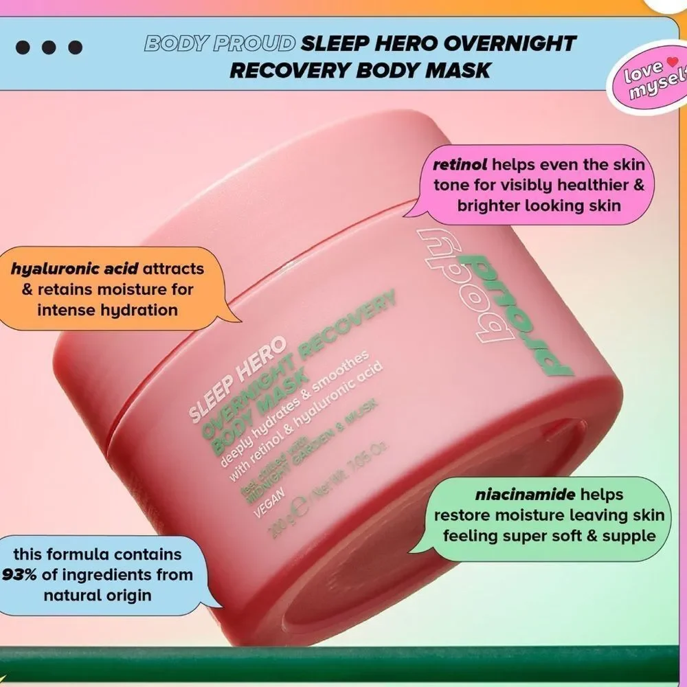 🌻 Body Proud Sleep Hero Overnight Recovery Body Moisturizing Mask 7.05 oz New